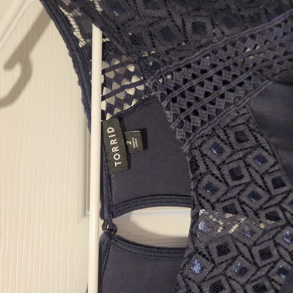 Torrid Blue Crochet Lace Inset Maxi Dress - Picture 4 of 5